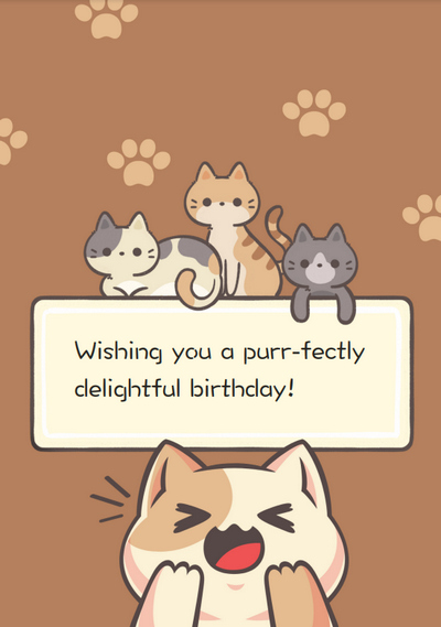 Joyous Birthday Card for Cat Lovers