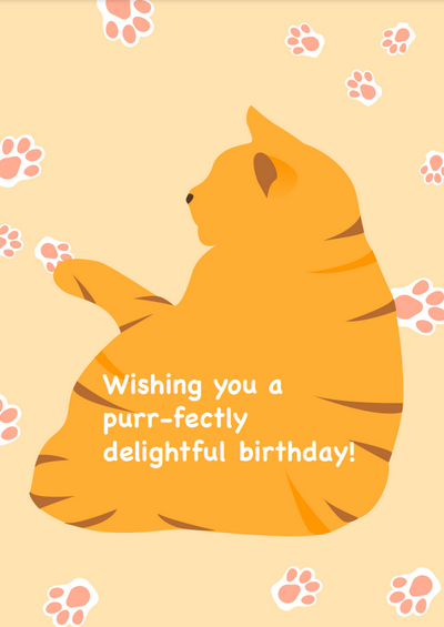 Yellow Birthday Card for Cat Lovers