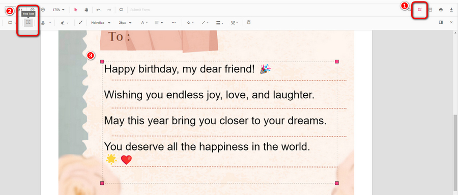 Edit Birthday Card in PDFgear