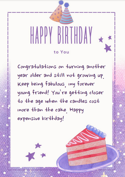 Touching Birthday Card Purple