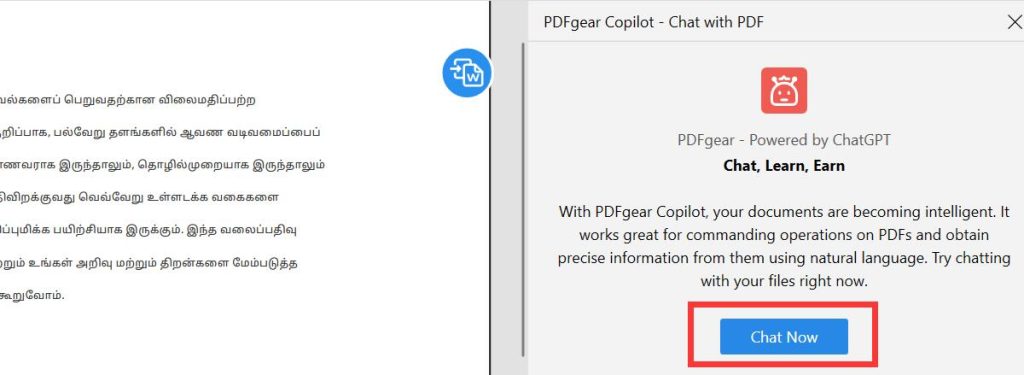 Chat with PDF with PDFgear Copilot