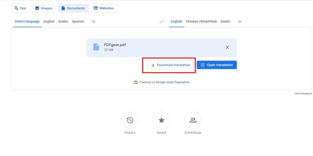 Click Download Translation for New PDF File
