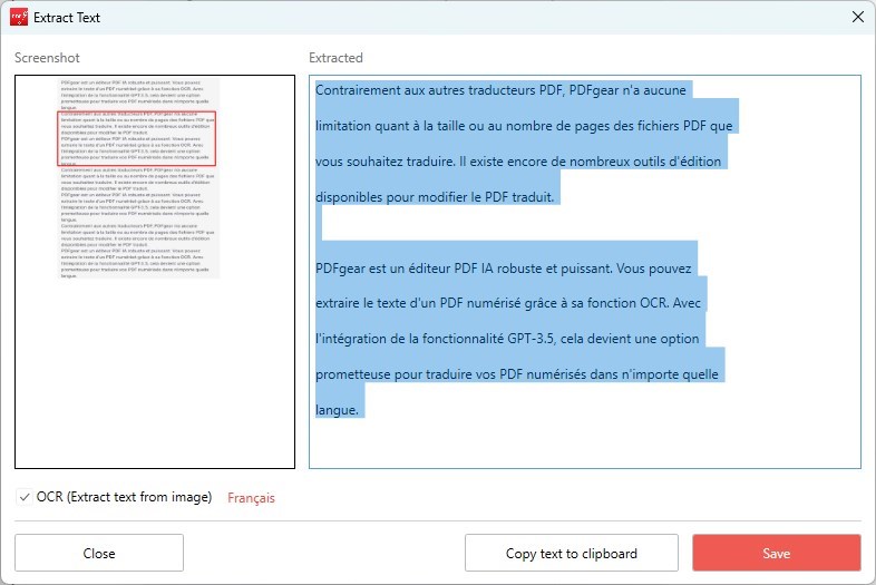 Copy the Extracted Text to Translate