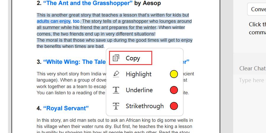 Copy the Text That Needs to Be Translated