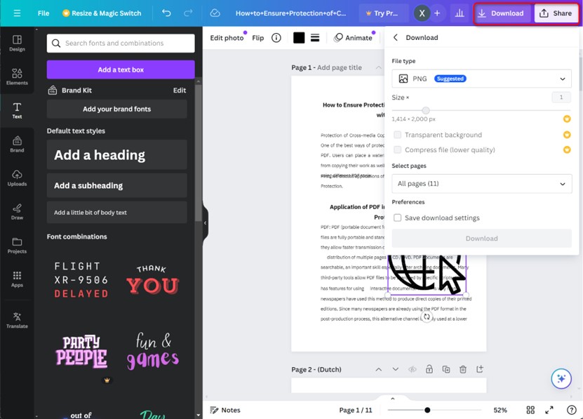 Download or Share the Translated PDF