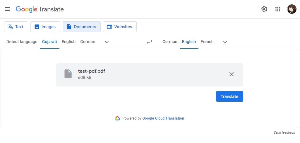 Google Translate Gujarati PDF to English