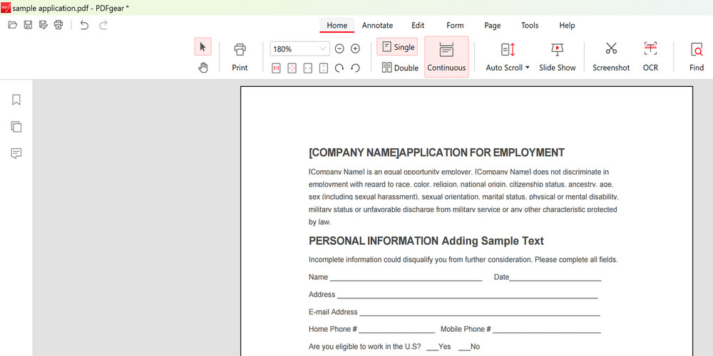 Open scanned PDF with PDFgear