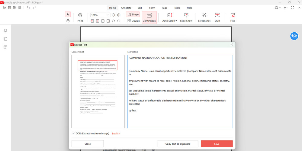 Use OCR and Copy Text