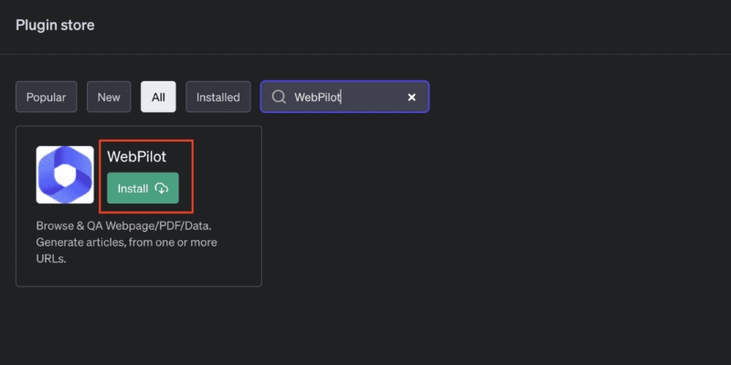Add WebPilot to ChatGPT