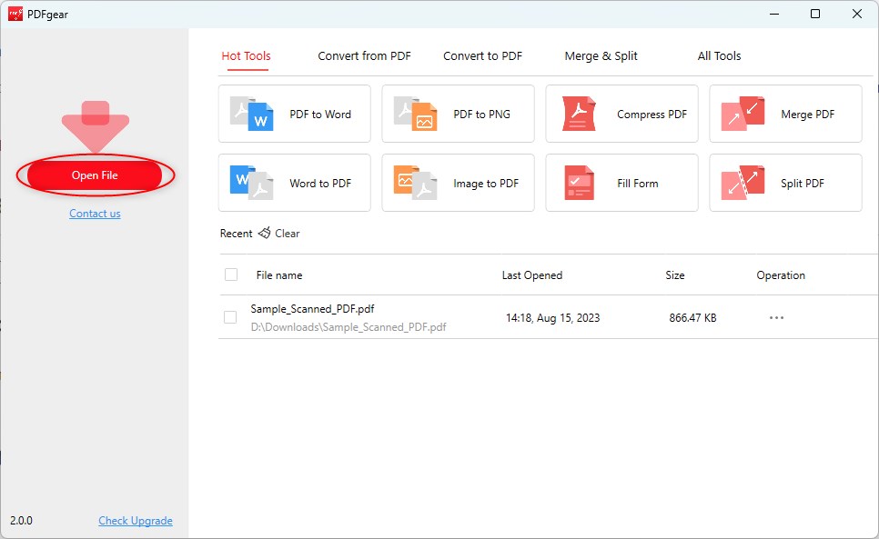 Open a Scanned PDF in PDFgear
