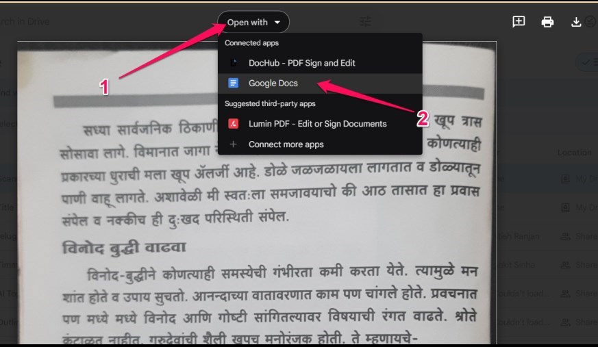 Open a Scanned PDF with Google Docs