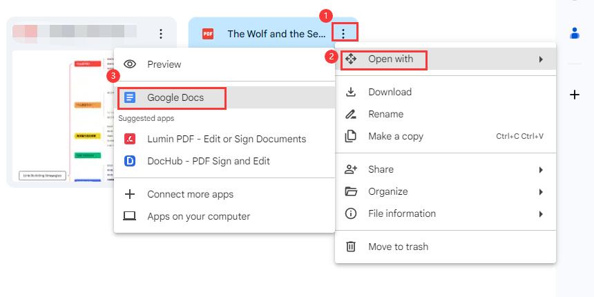 Open PDF in Google Docs