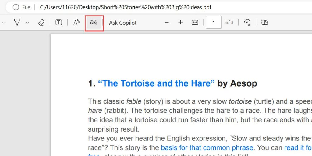 Open the Microsoft Edge Translation Tool
