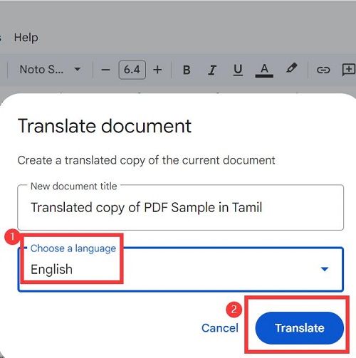 Select a Target Language for Translation