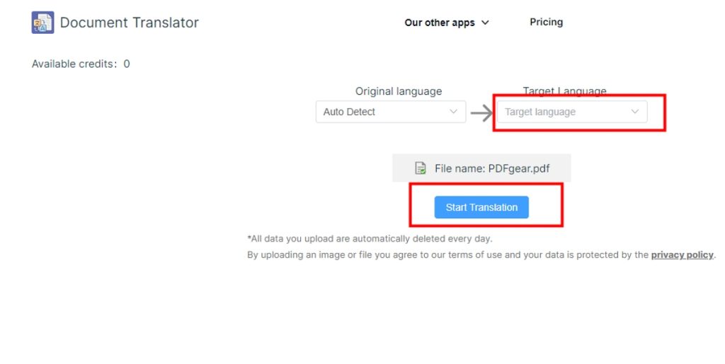 Start PDF Translation in Chrome Extension