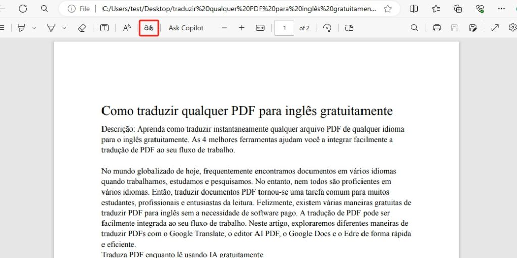 Open the Edge Translation Tool 