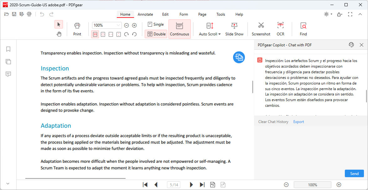 PDF Translated in Chatbot