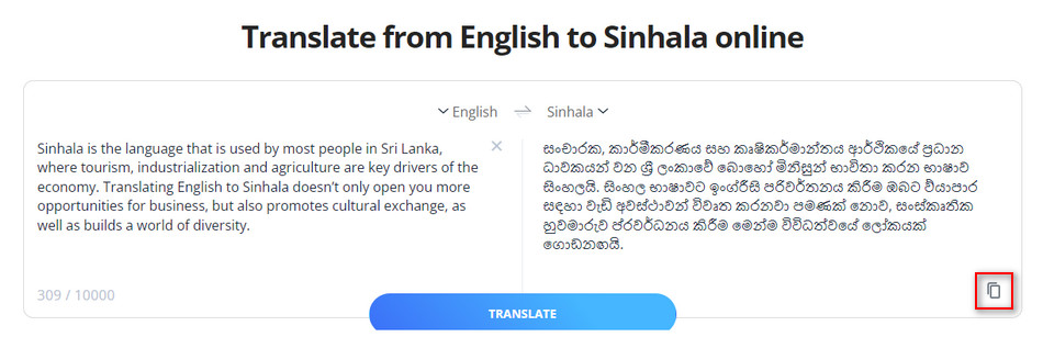 Translate English PDF to Sihala with Lingvanex