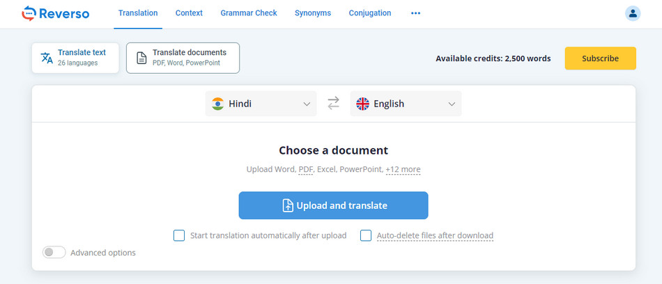 Translate Hindi PDFs to English with Reverso