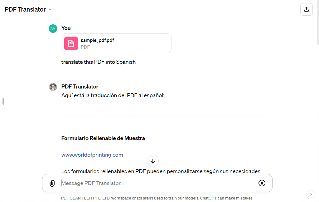 Translate PDF in GPT