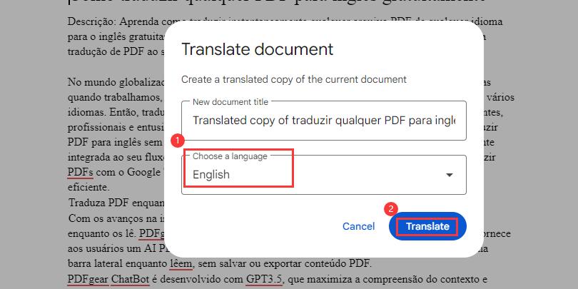 Save PDF as English Copy 