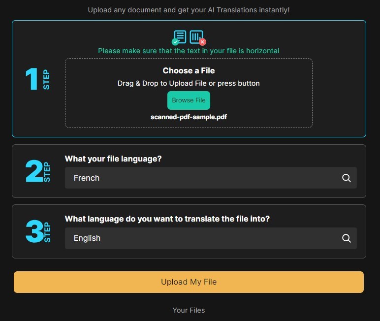 Translate Scanned PDF to English with DocTranslator
