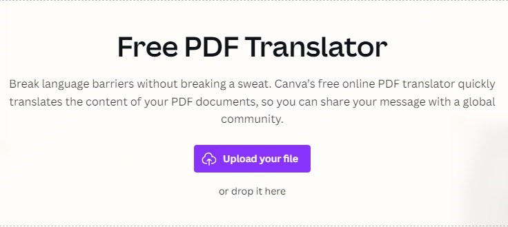 Upload a Gujarati PDF to Canva PDF Translator
