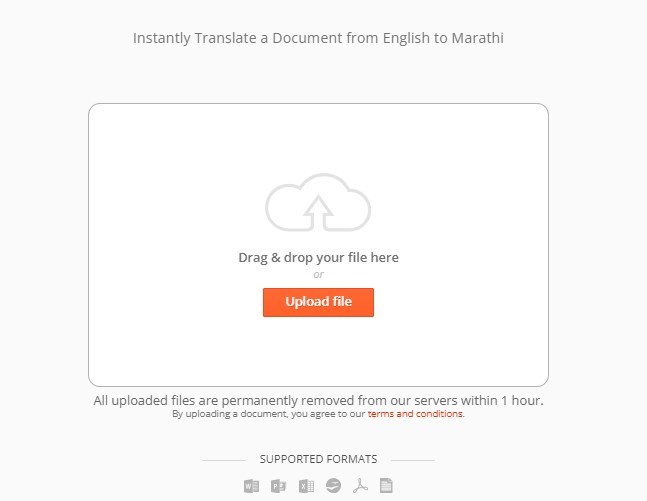 Upload an English PDF to Online Doc Translator