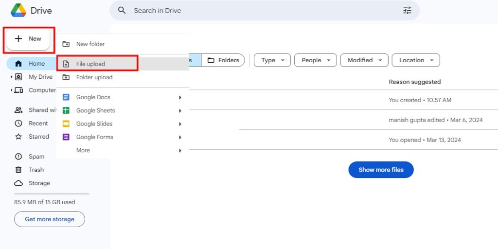 Upload PDF File in Google Drive for Translate