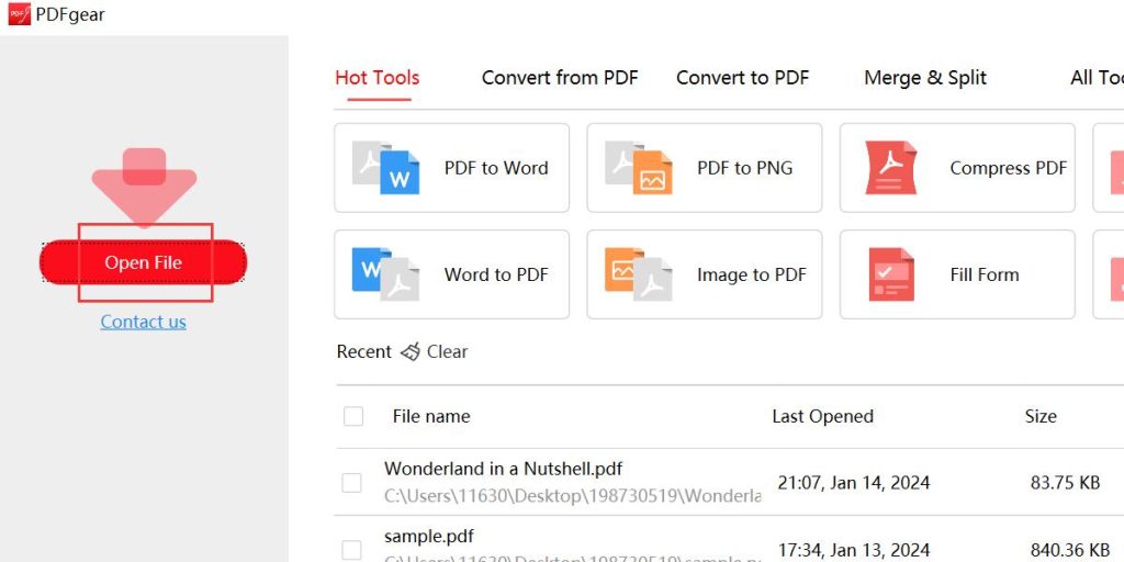 Open PDF in PDFgear