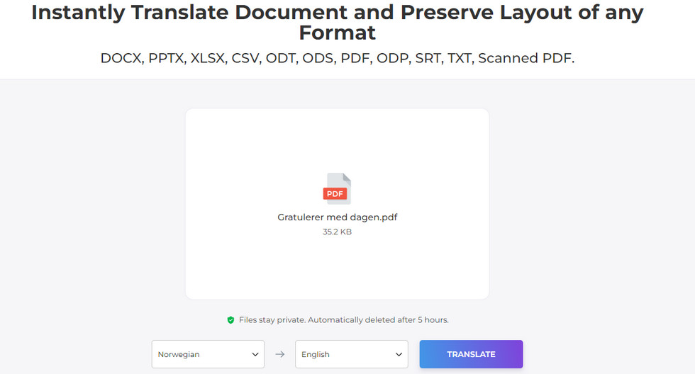 Upload PDF to DeftPDF Translator