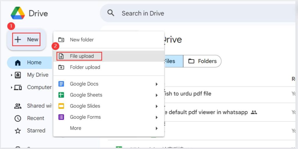 Upload PDF to Google Drive