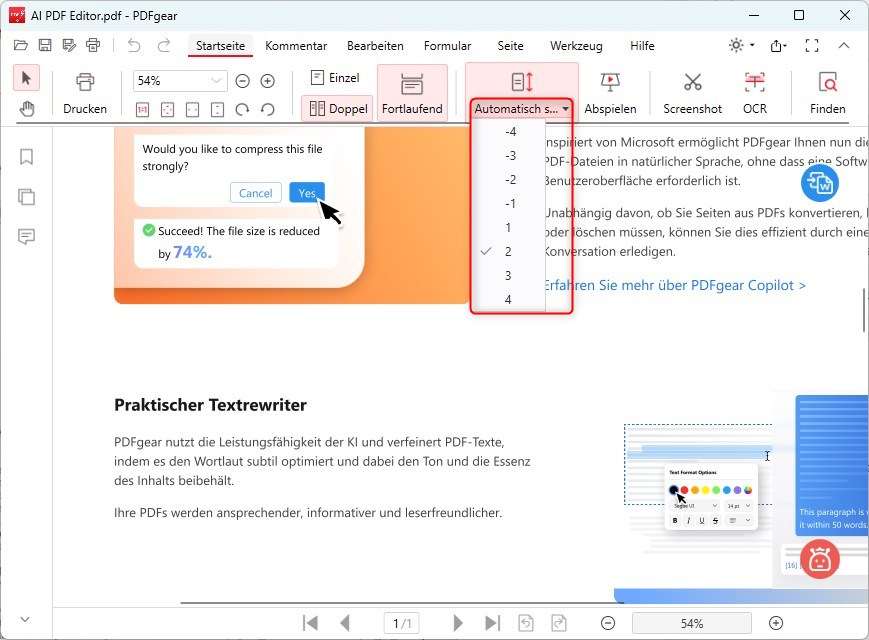 Automatisches Scrollen eines PDFs
