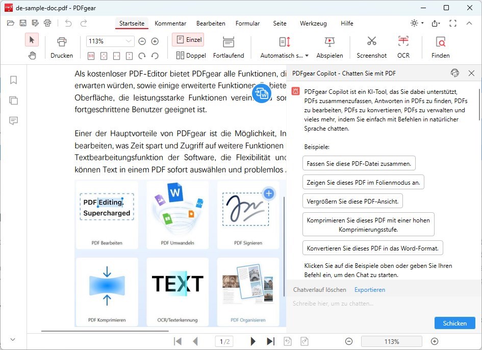 Copilot zum Manipulieren von PDF fragen