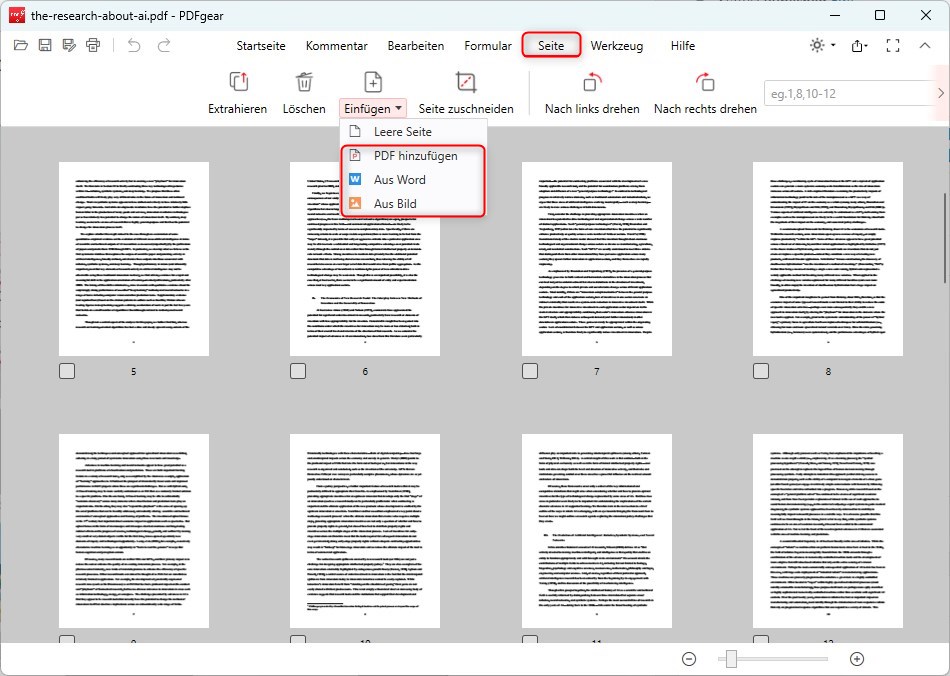 Dateien in PDF einfügen