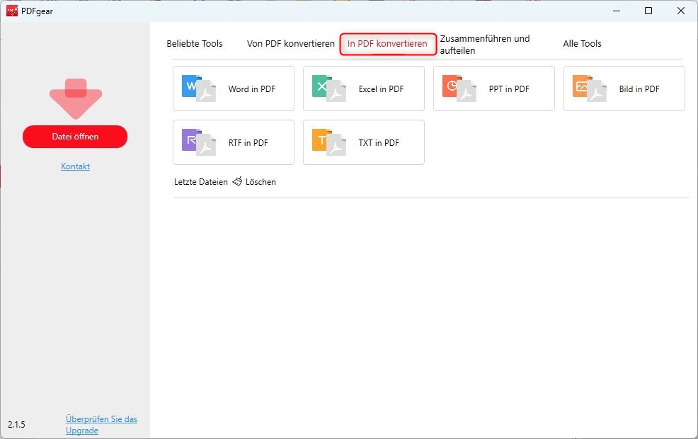 Dateien in PDF konvertieren