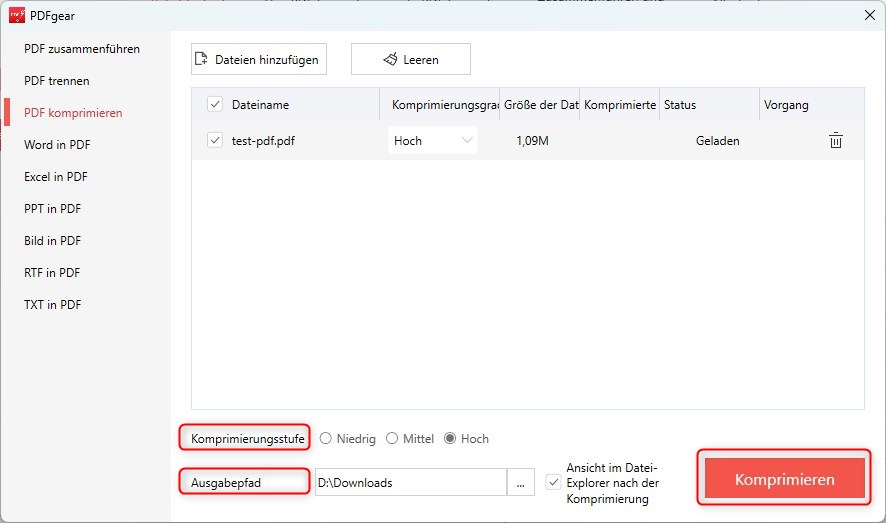 Ein PDF komprimieren