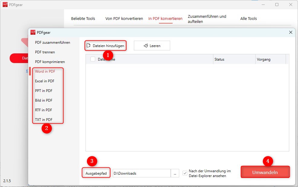 PDF aus anderen Formaten erstellen