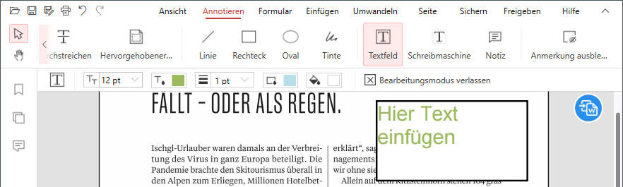 pdf textfeld einfügen