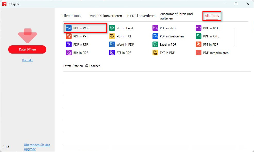 PDFgear-Konverter-Werkzeuge