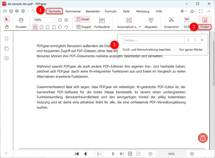 Suchfunktion öffnen