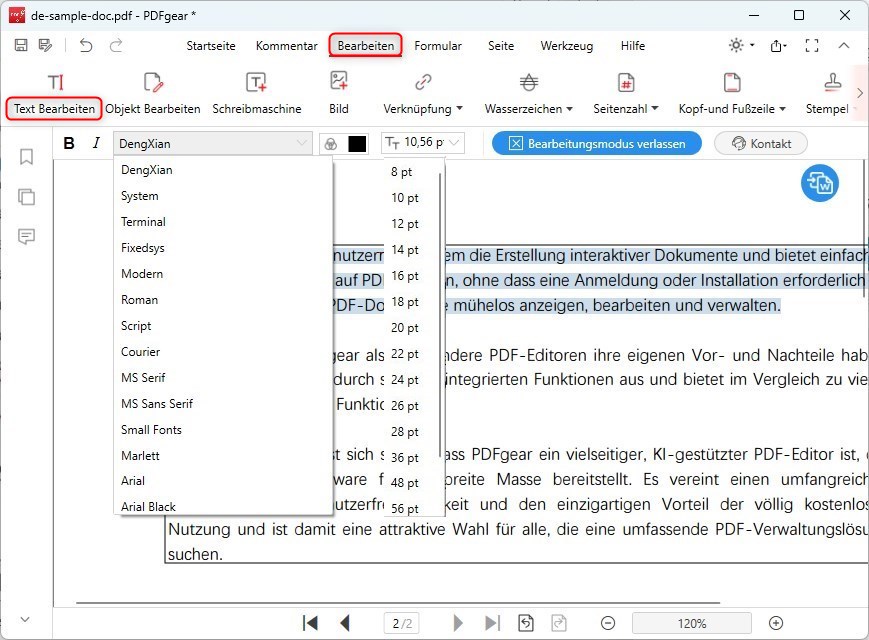 Text in PDF bearbeiten