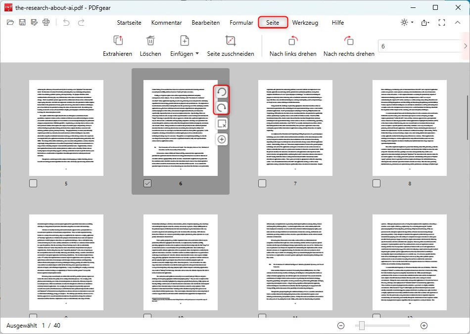 Verknüpfung zum Drehen einer PDF-Seite