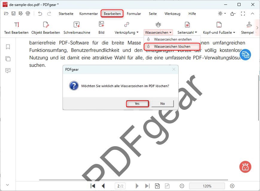 Wasserzeichen in PDF löschen