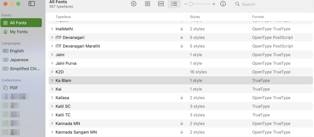 Überprüfen Sie die Schriftarten