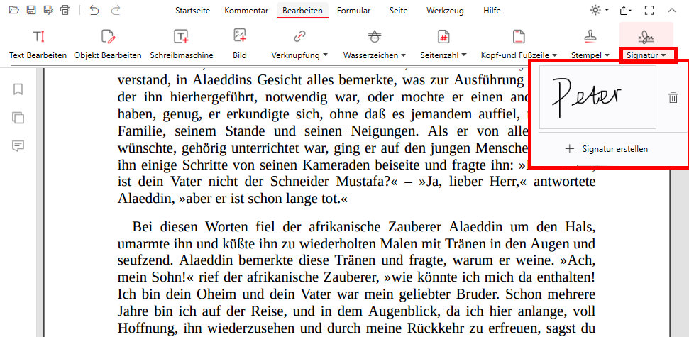Archivierte digitale Unterschrift
