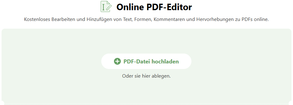 Eine PDF in den PDFgear Online-Signer hochladen