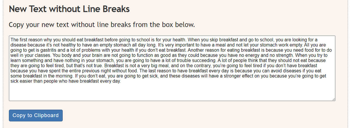 Zeilenumbrüche im Text online entfernt