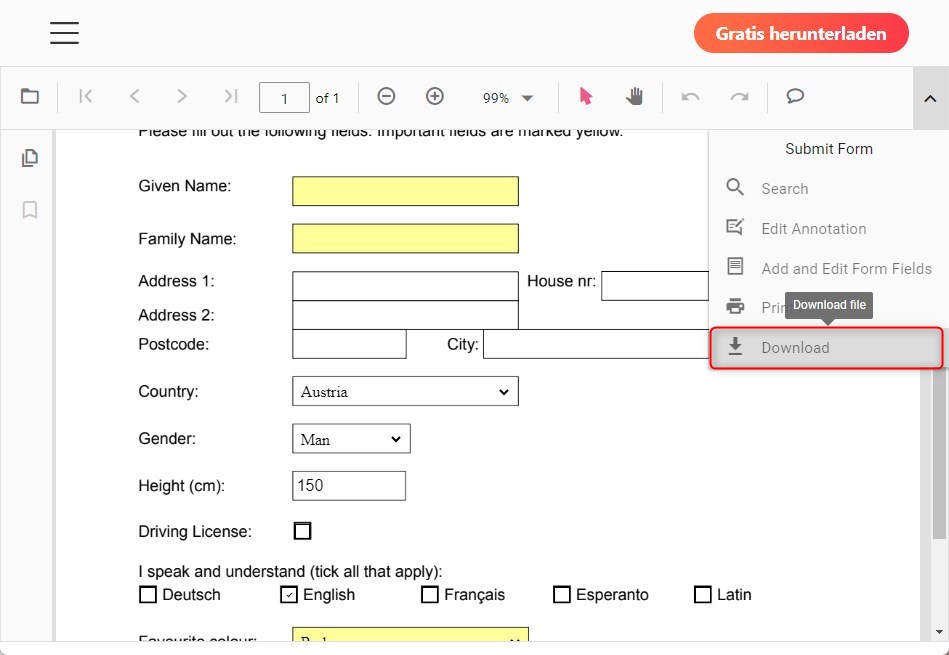 Das ausfüllbare PDF von PDFgear herunterladen