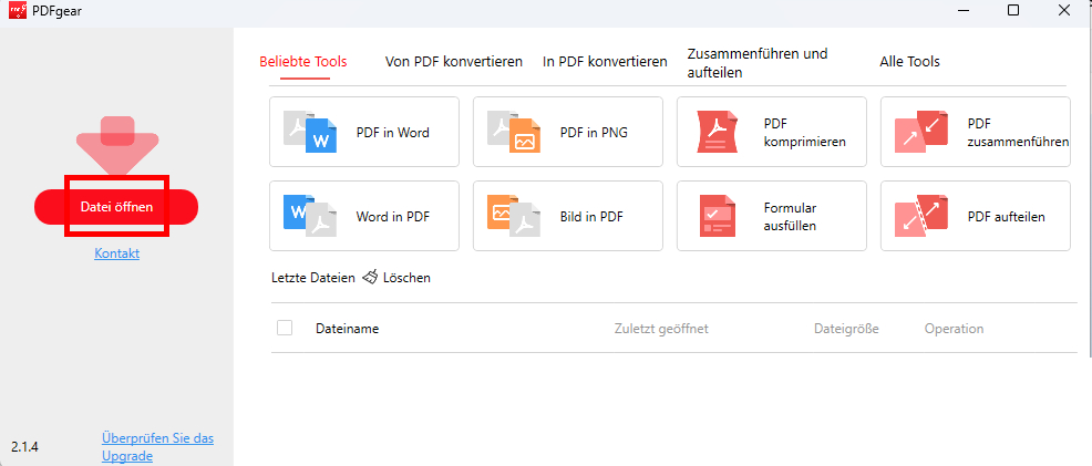Klicken Sie auf Datei öffnen